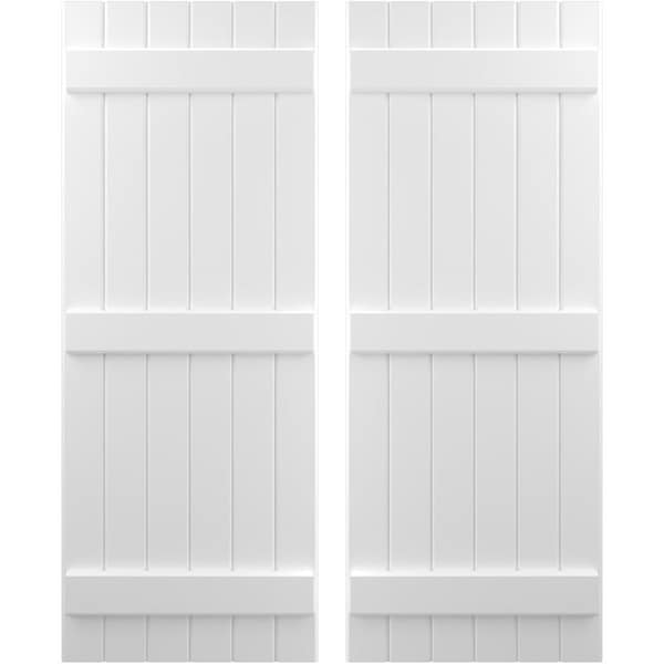 Ekena Millwork Americraft 6-Board, 3 Batten Exterior Real Wood Joined Board-n-Batten Shutters, ARW401BB621X71WHH, PR ARW401BB621X71WHH - main